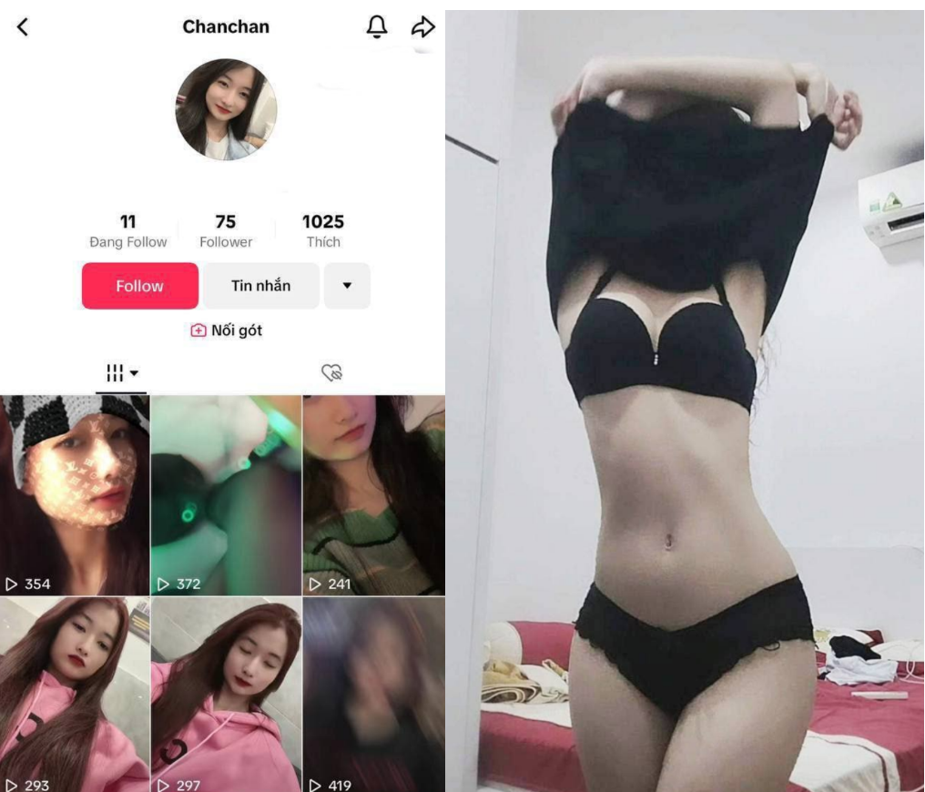 Tiktoker Chan Chan lộ clip chịch nhau